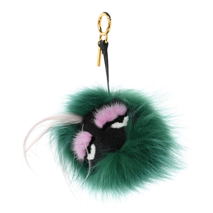 Fendi Fox Rabbit Goat Mink Fur Vitello Flamingo Minty Monster Bag Bug Charm Green Apple Multicolor 1 of 5