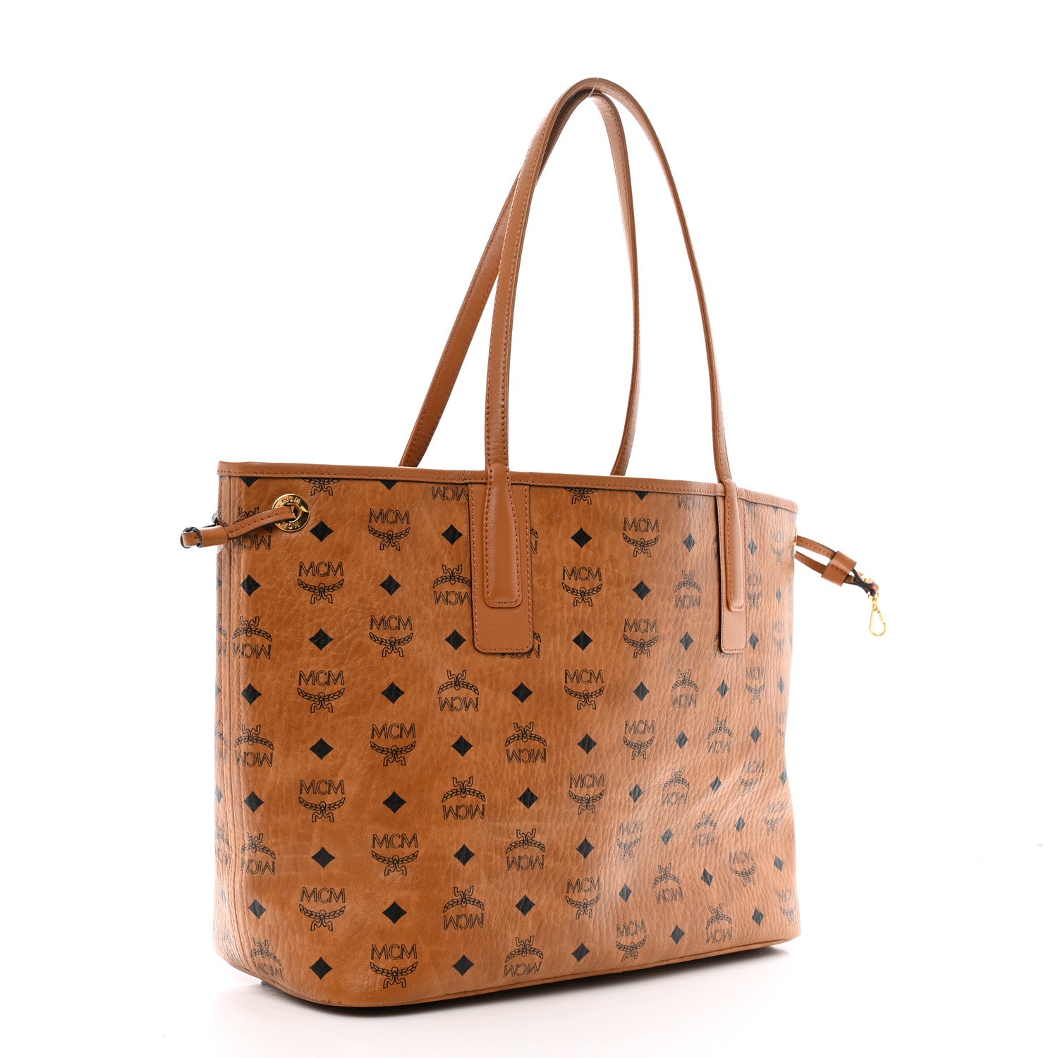 MCM Visetos Medium Liz Reversible Shopper Tote Cognac 4 of 18
