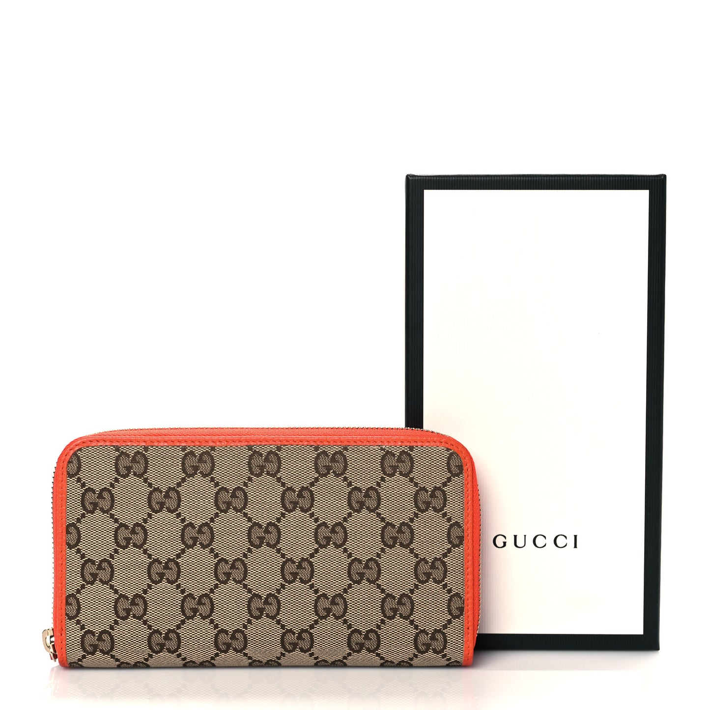 Monogram Dollar Calfskin Zip Around Wallet Beige Ebony Sun Orange