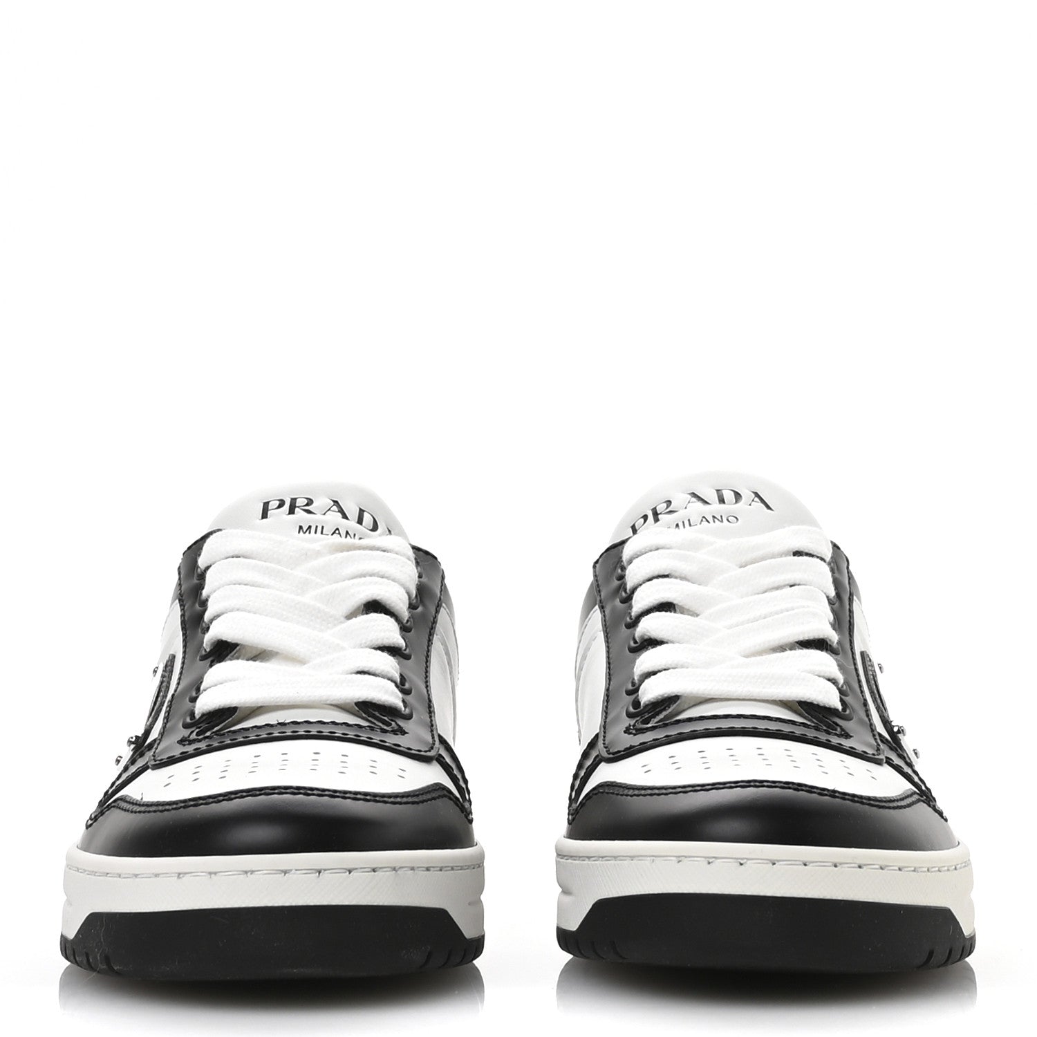 Prada Vitello Sport Spazzolato Rois Triangle Logo Womens Downtown Low Top 30mm Sneakers 36 White Black 3 of 7