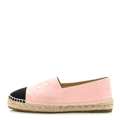 Chanel Denim Toile CC Espadrilles 39 Pink Black 1 of 9