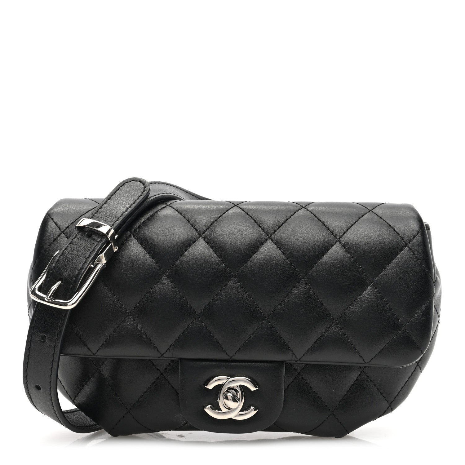 Chanel Calfskin Quilted CC Uniform Flap Belt Bag Black 1 of 10