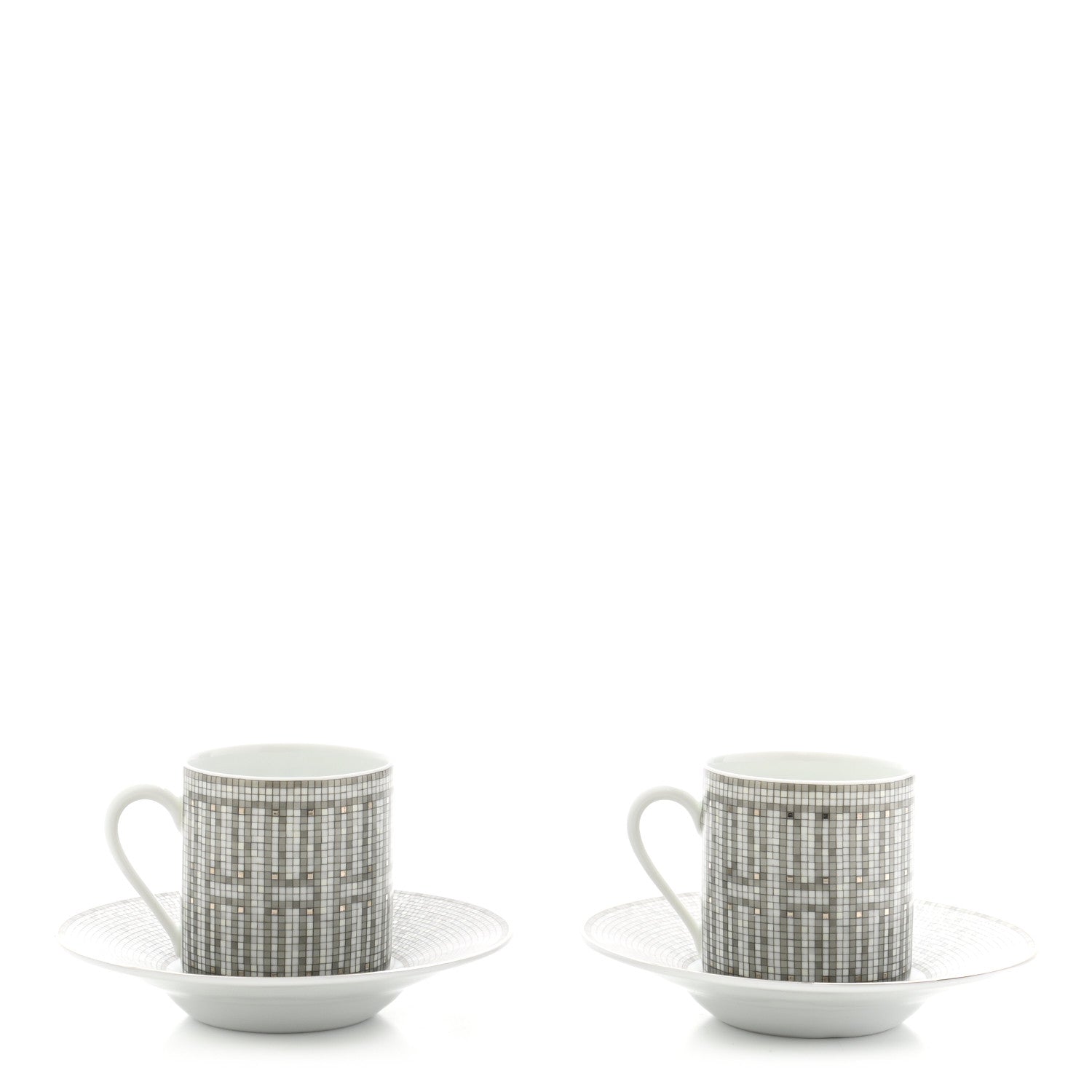 Hermes Porcelain Mosaique au 24 Coffee Cup and Saucer Set of 2 1 of 11