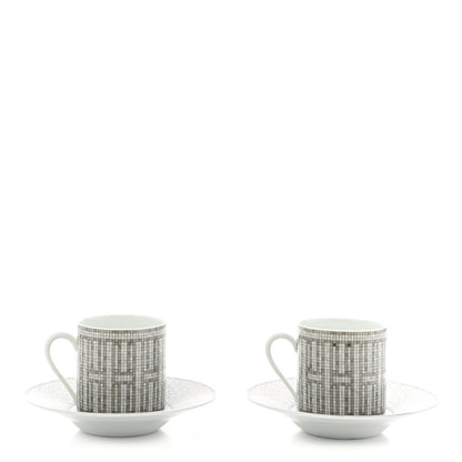 Hermes Porcelain Mosaique au 24 Coffee Cup and Saucer Set of 2 1 of 11