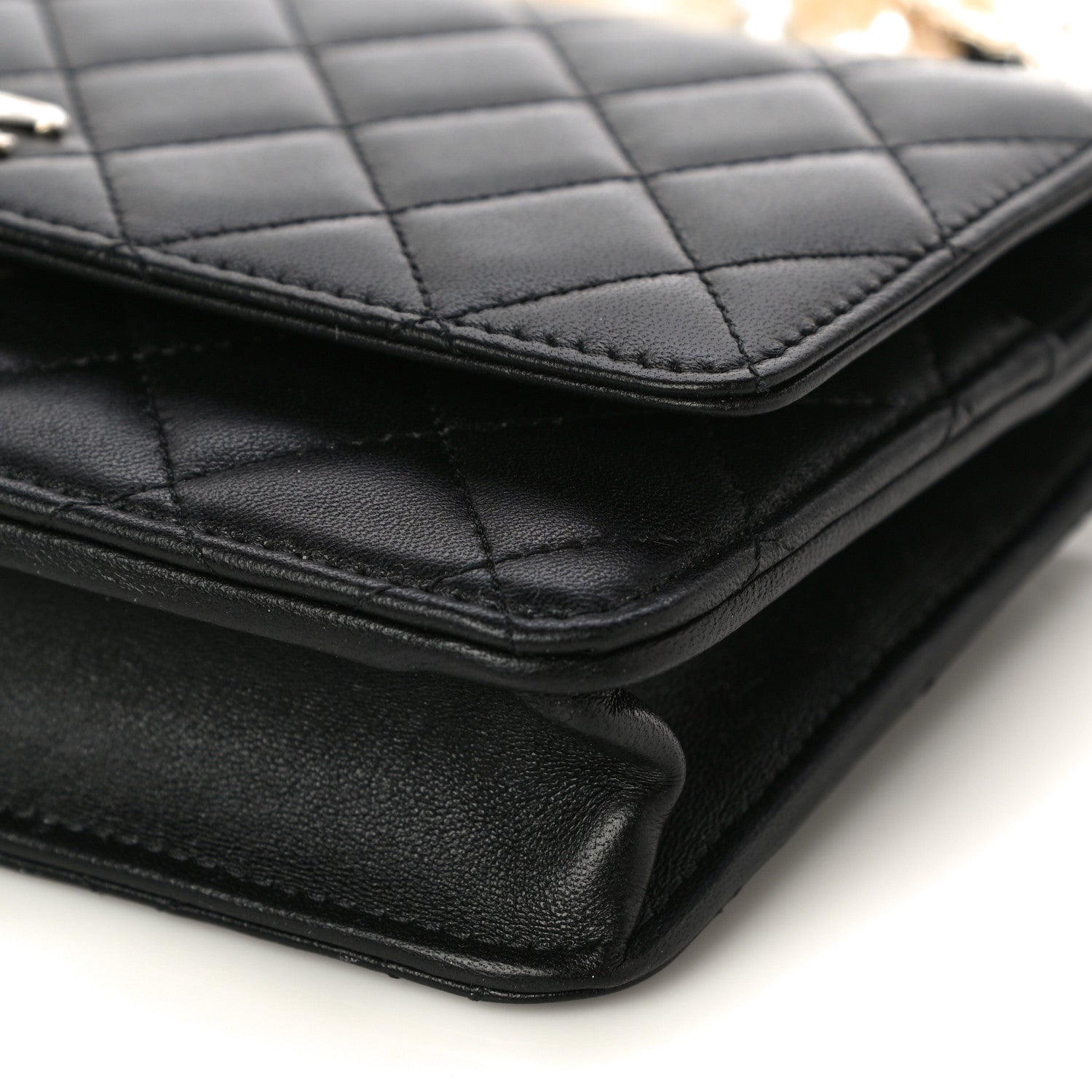 Chanel Lambskin Quilted Pearl Wallet On Chain WOC Black 6 of 13