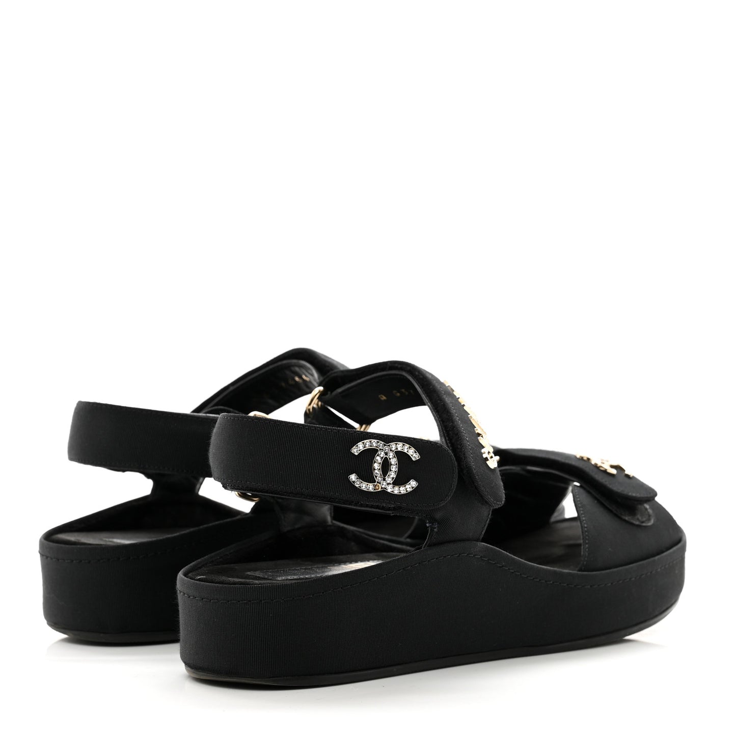 Grosgrain Crystal Logo Platform Sandals 38 Black