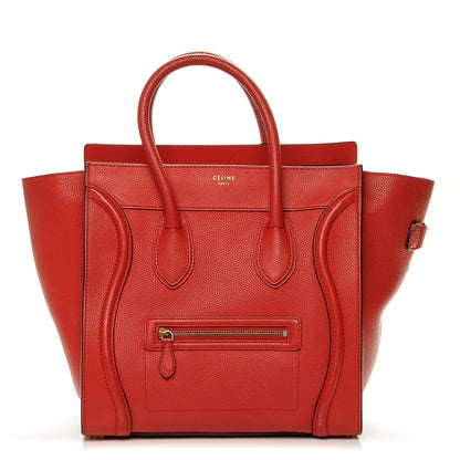 Celine Drummed Calfskin Mini Luggage Coquelicot 1 of 6