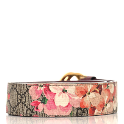 Gucci GG Supreme Monogram Blooms Moon Calfskin Interlocking G 37mm Belt 95 38 Beige Ebony Multicolor Dry Rose 2 of 5