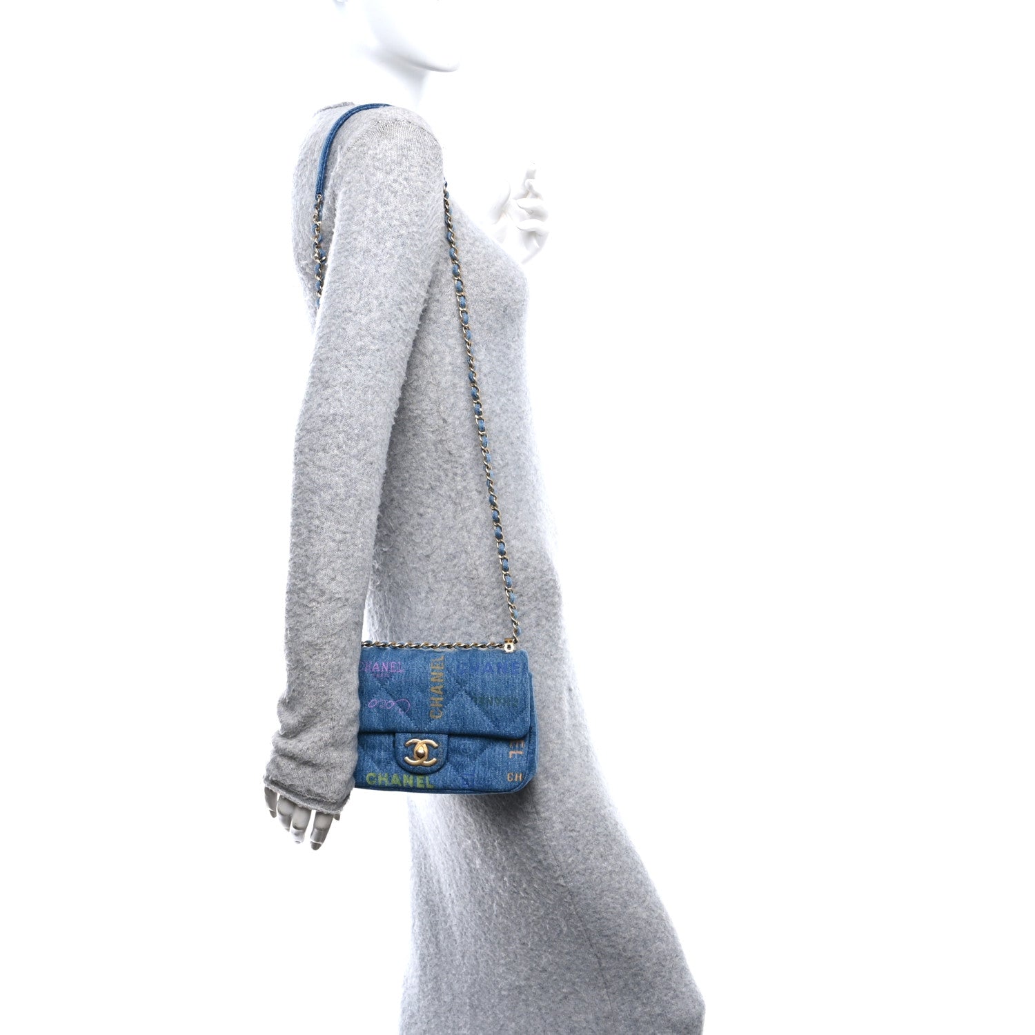 Chanel Denim Quilted Mini Denim Mood Rectangular Flap Blue Multicolor 2 of 12