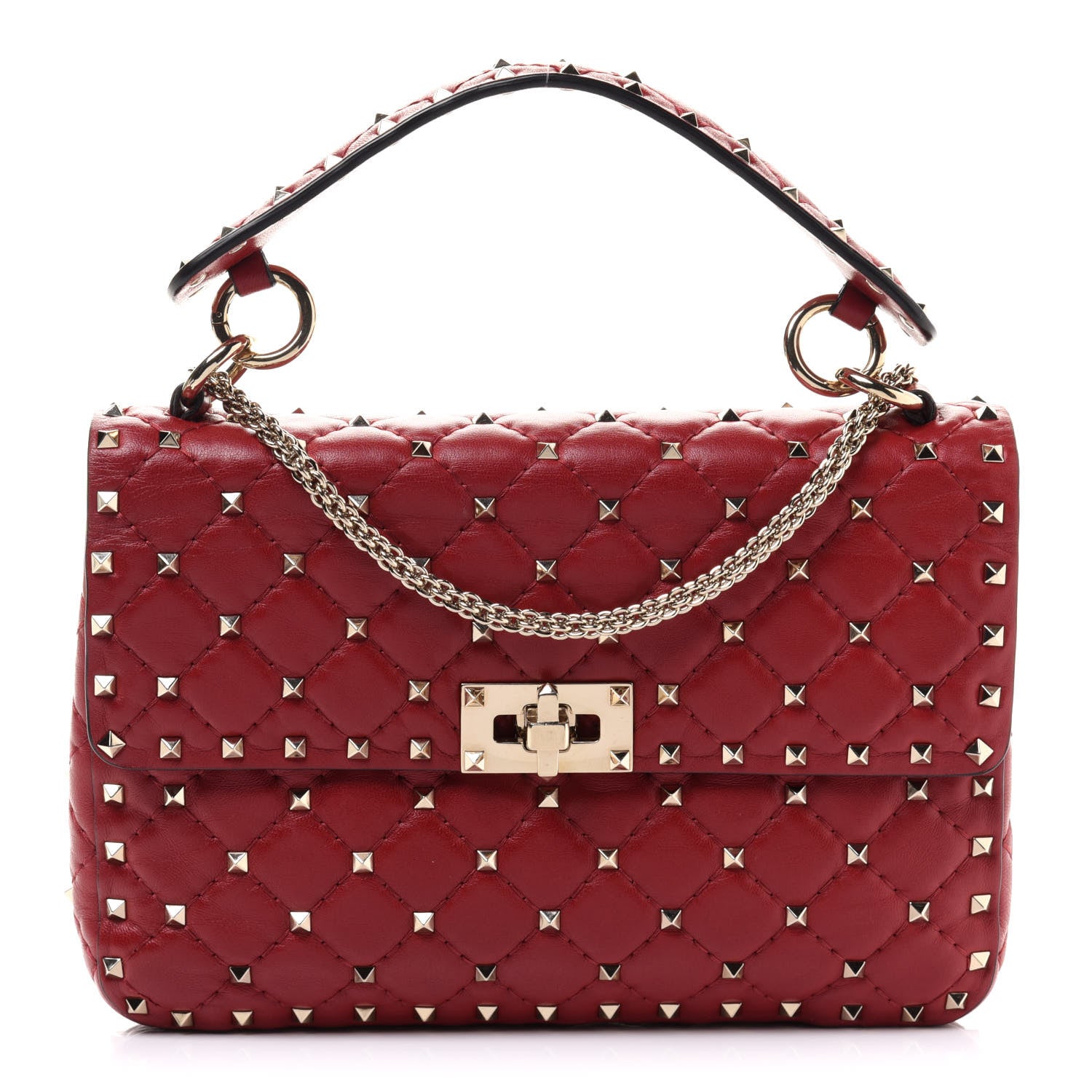 Valentino Garavani Nappa Medium Rockstud Spike Shoulder Bag Rosso Valentino 1 of 10