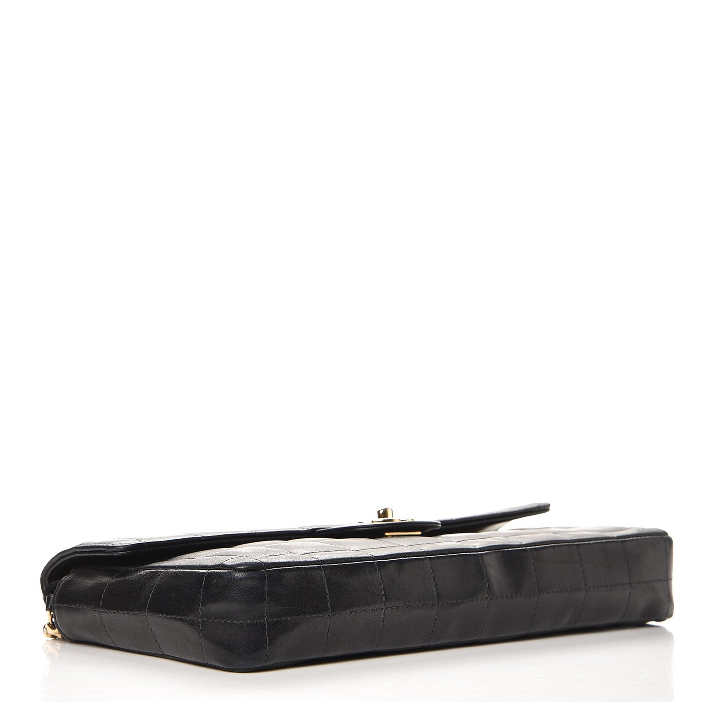 Lambskin East West Chocolate Bar Flap Black