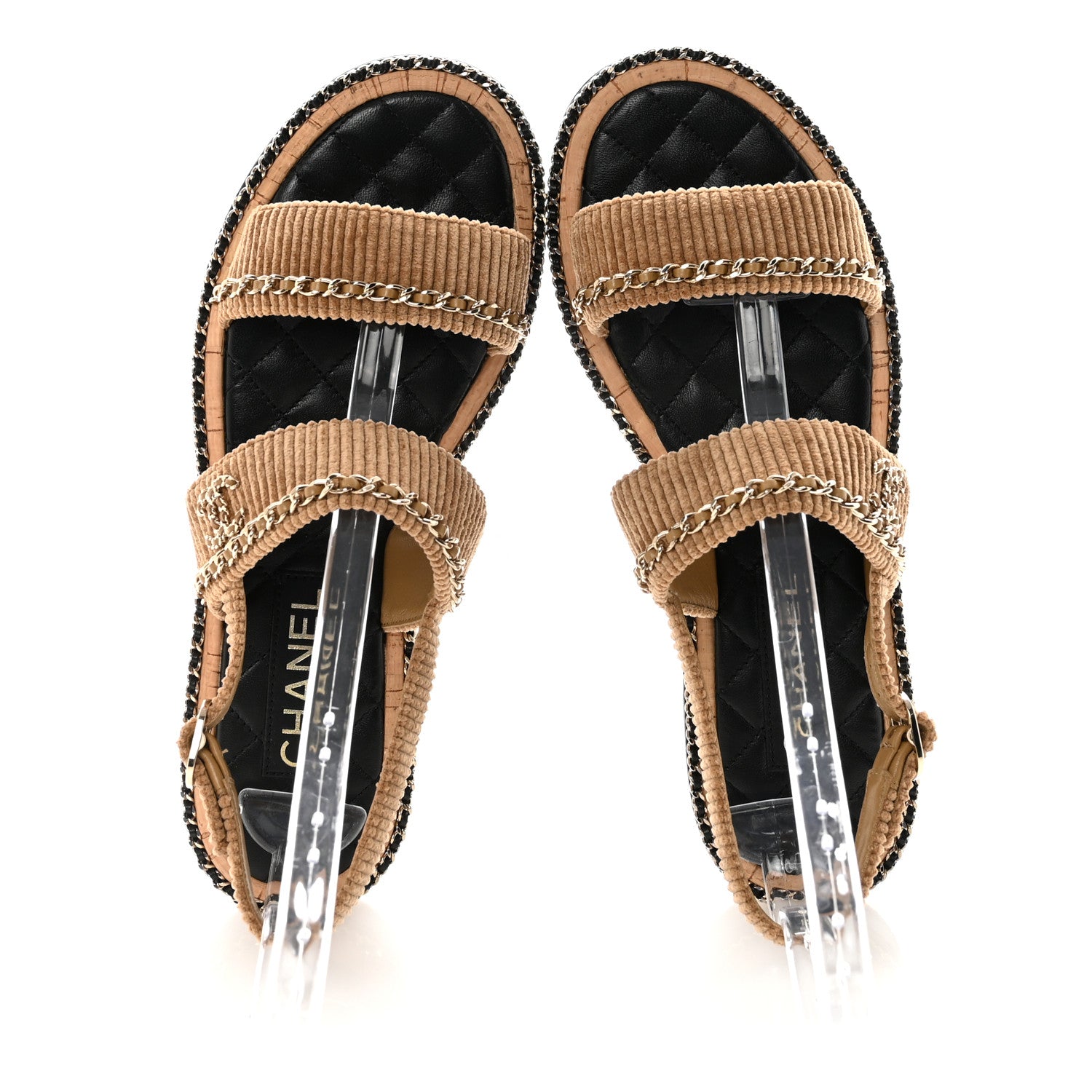 Chanel Corduroy Chain CC Sandal 40 Dark Beige 2 of 9