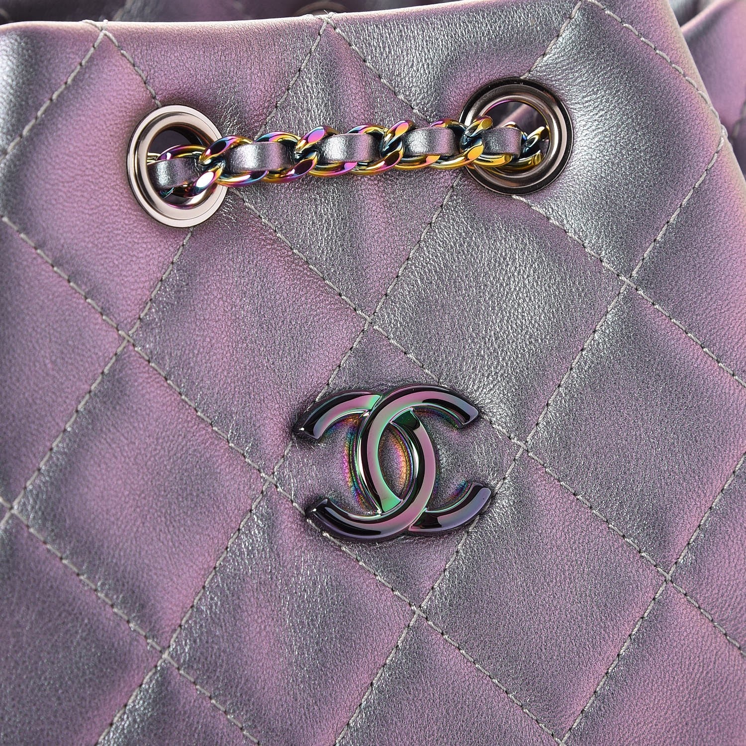 Chanel Iridescent Lambskin Calfskin Quilted Gabrielle Backpack Light Purple 9 of 9