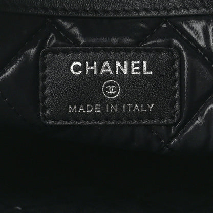 Chanel Striped Canvas Large Deauville Pouch Clutch Black 6 of 7