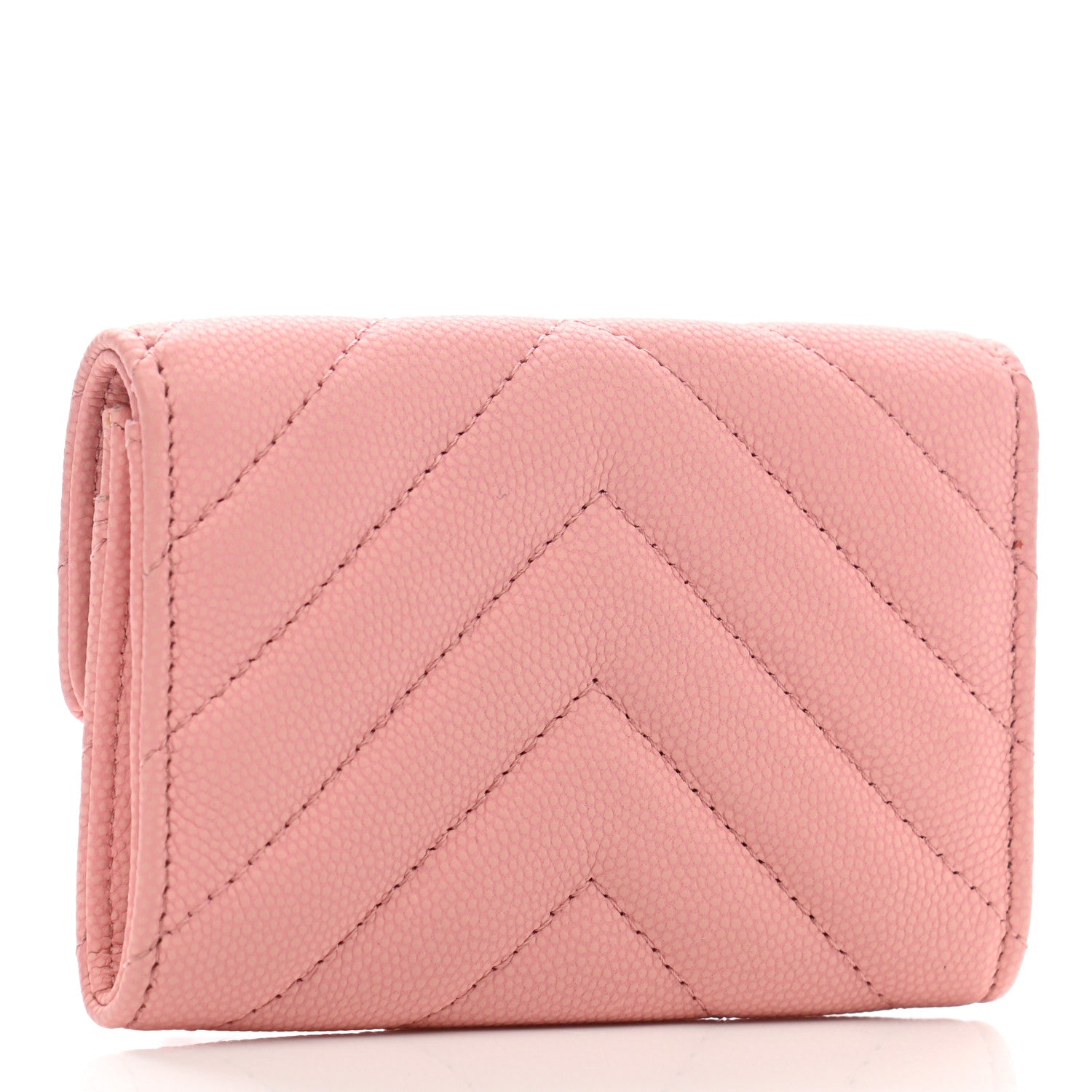 Chanel Caviar Flat Chevron Quilted Flap Card Holder Pink 3 of 9