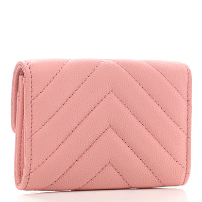 Chanel Caviar Flat Chevron Quilted Flap Card Holder Pink 3 of 9