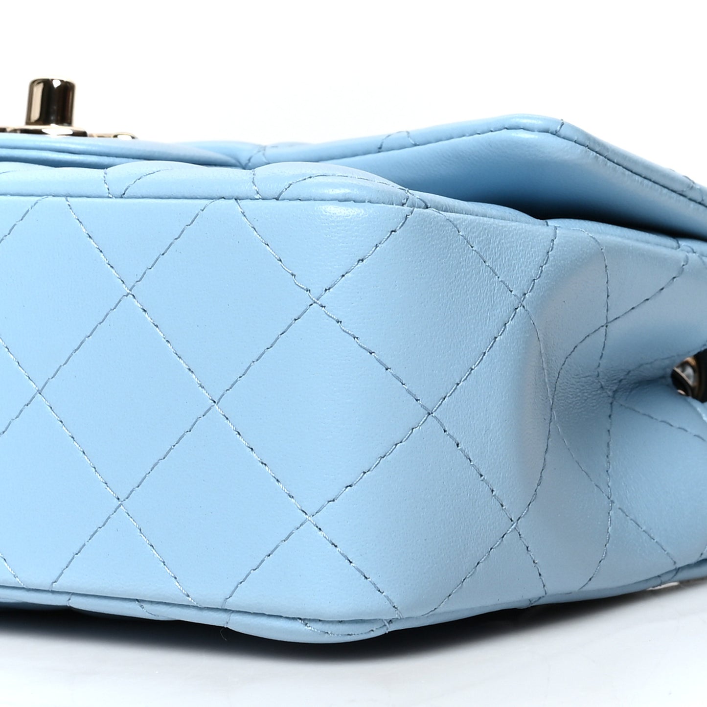 Lambskin Quilted Mini Rectangular Flap Light Blue
