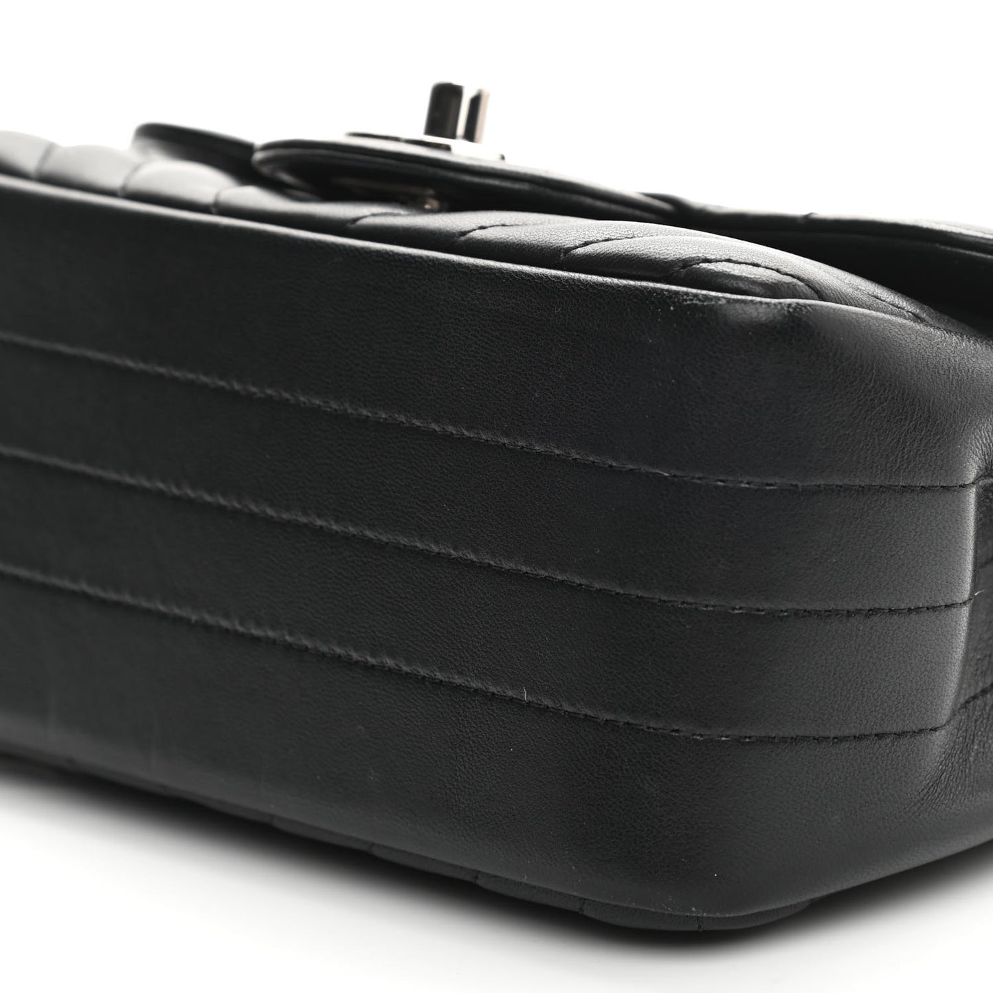 Lambskin Chevron Quilted Mini Square Flap Black
