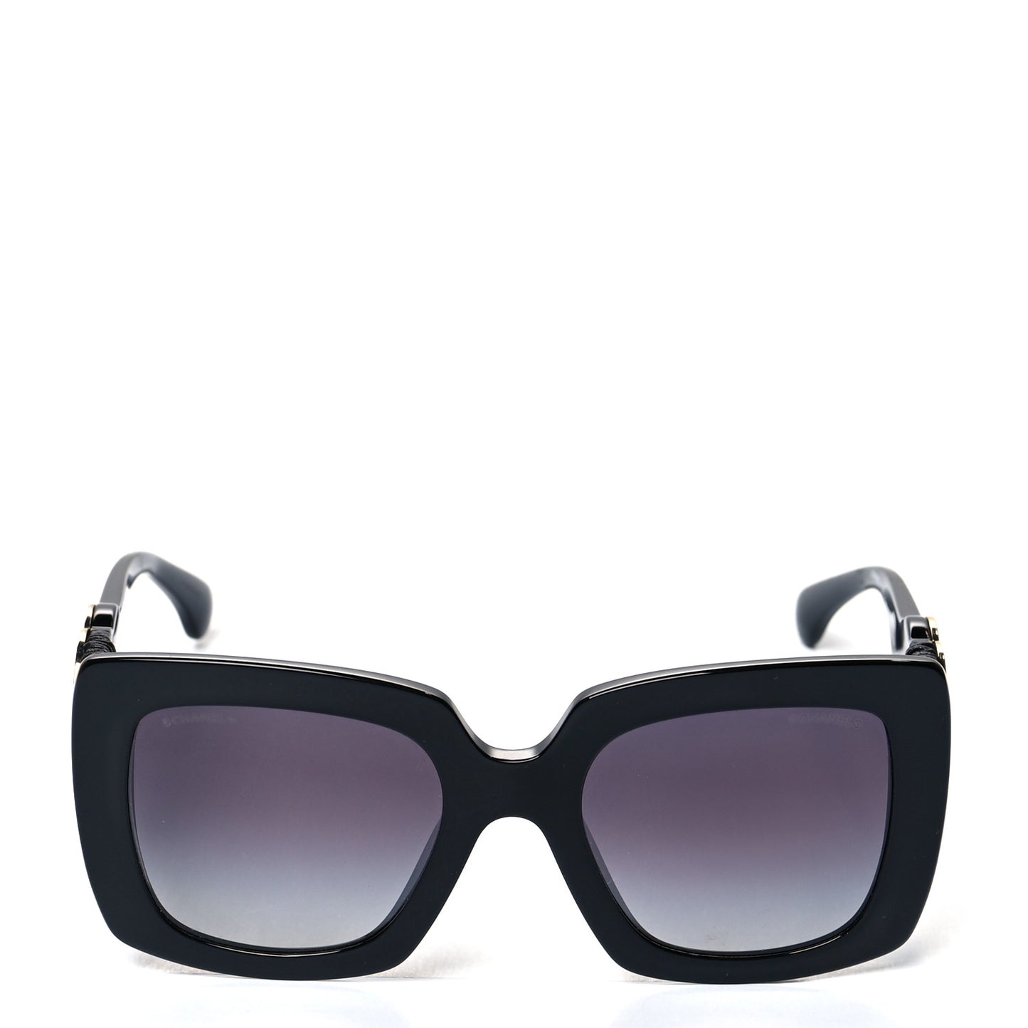 Acetate Calfskin Square Sunglasses 5474-Q-A Black
