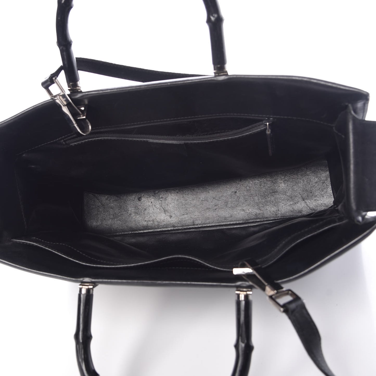 Calfskin Bamboo Top Handle Bag Black