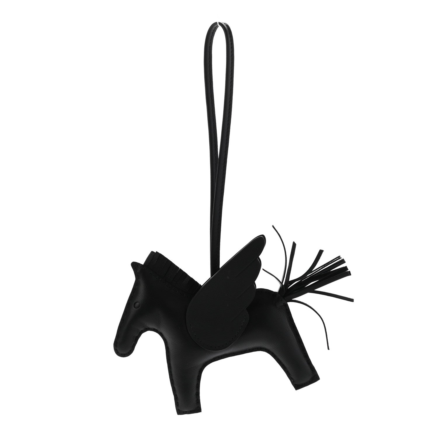 Hermes Milo Lambskin Grigri Rodeo Pegase Horse Bag Charm MM So Black 1 of 4