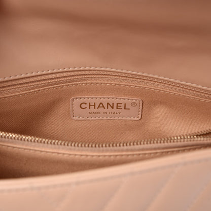 Chanel Calfskin Chevron Quilted Small Coco Handle Flap Light Beige 6 of 13