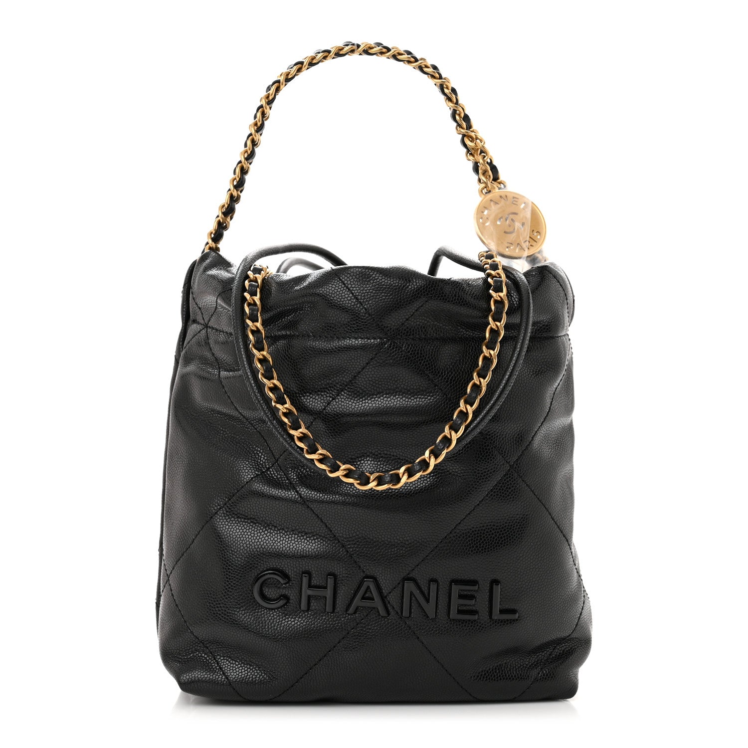 Chanel Shiny Caviar Quilted Monochrome Mini Chanel 22 Black 1 of 10