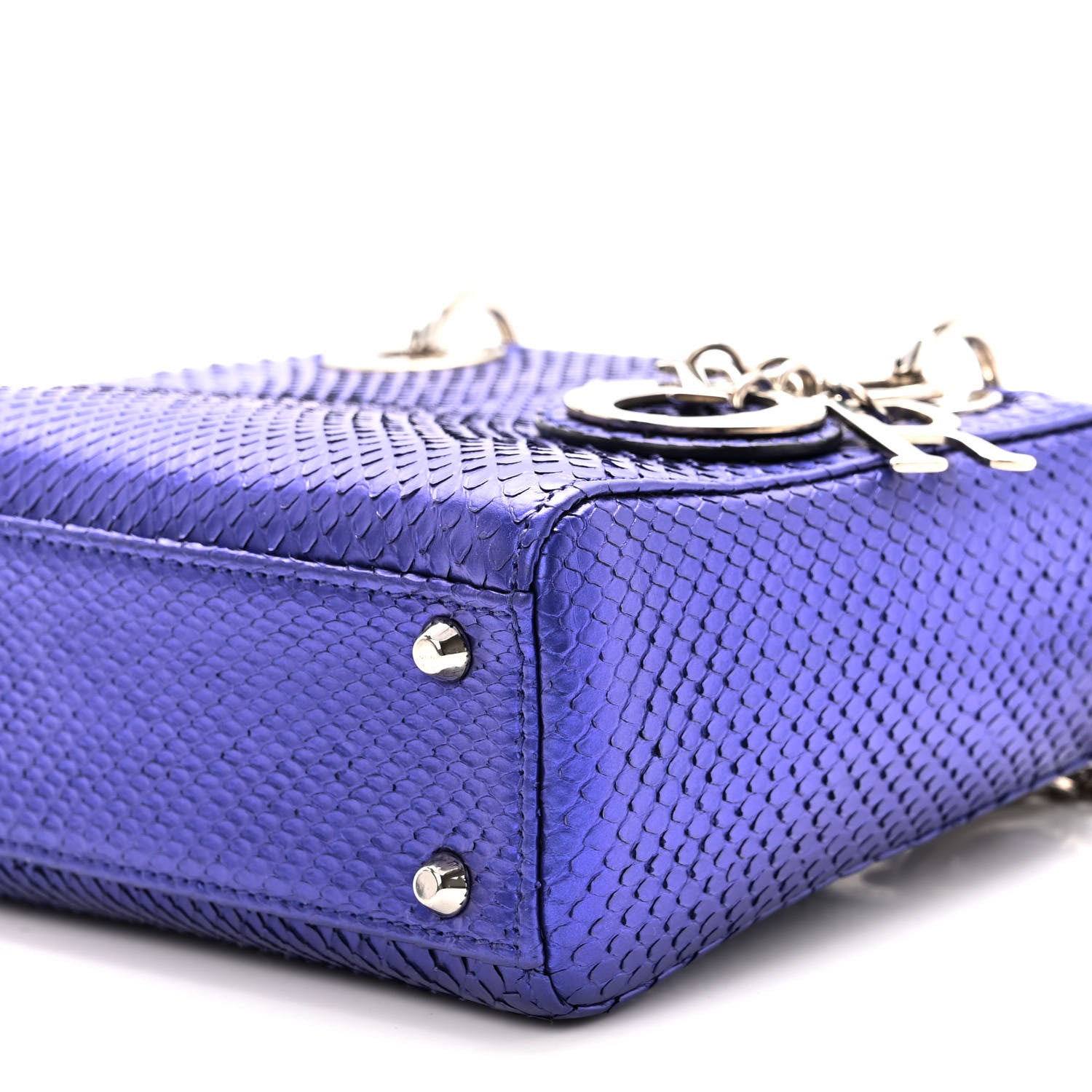 Christian Dior Metallic Snakeskin Mini Lady Dior Purple 9 of 13
