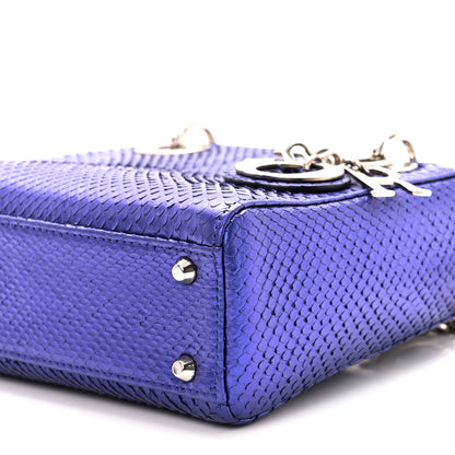 Christian Dior Metallic Snakeskin Mini Lady Dior Purple 9 of 13