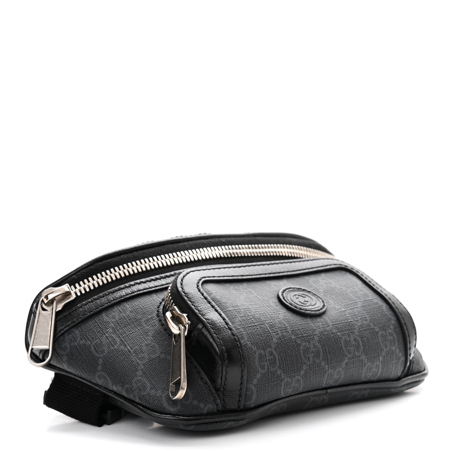 Gucci GG Supreme Monogram Textured Calfskin Retro Interlocking G Belt Bag Black 4 of 11