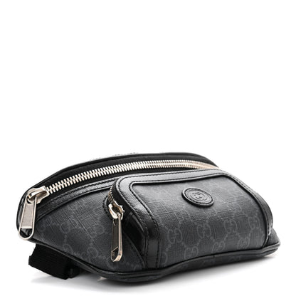 Gucci GG Supreme Monogram Textured Calfskin Retro Interlocking G Belt Bag Black 4 of 11