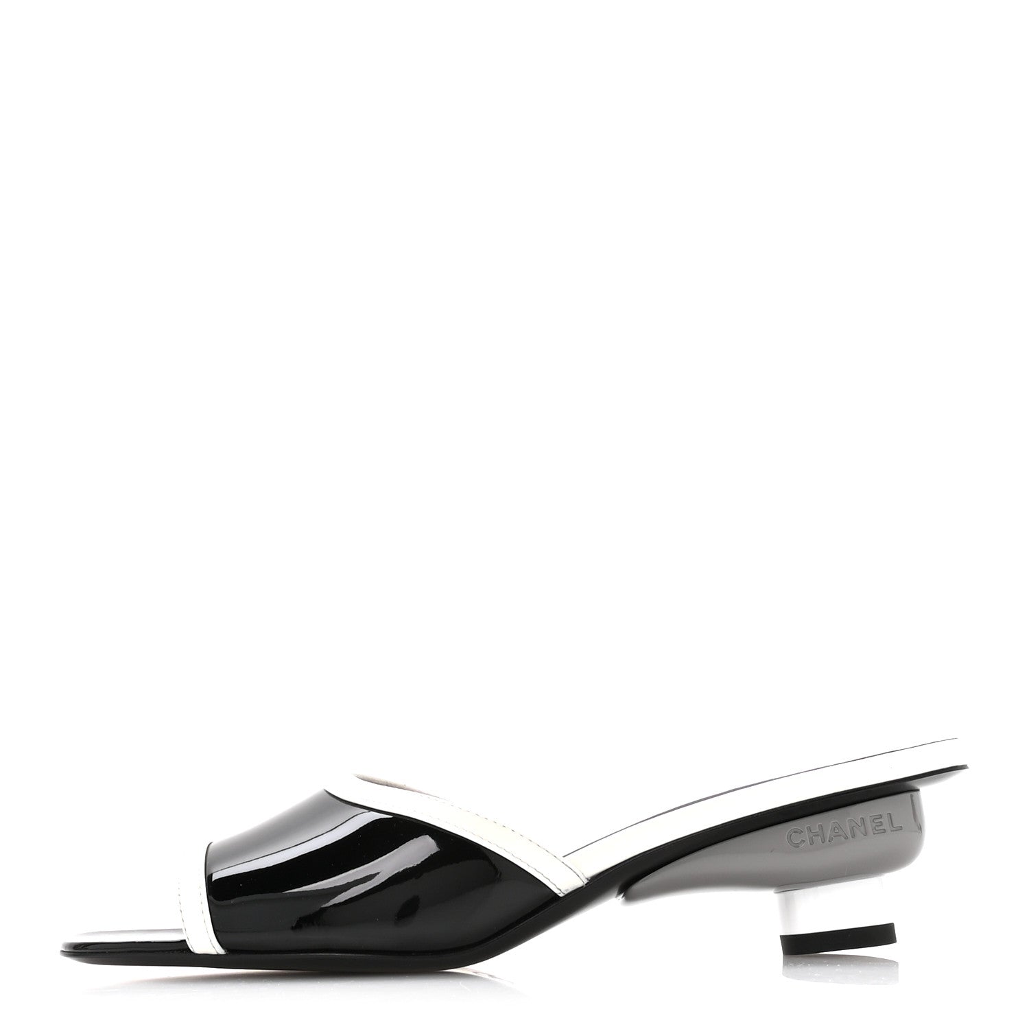 Chanel Patent Calfskin Mules 39 Black White 1 of 9