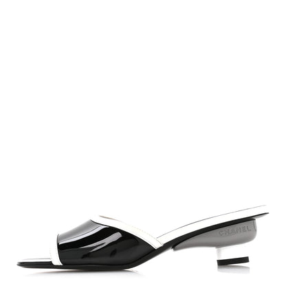Chanel Patent Calfskin Mules 39 Black White 1 of 9