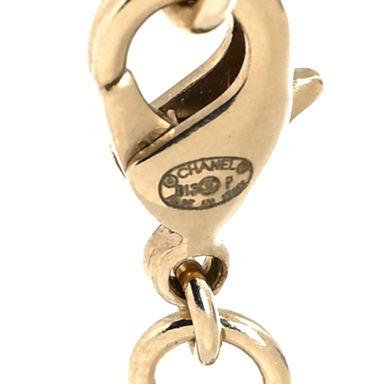 Chanel Crystal Logo Necklace Light Gold 5 of 5