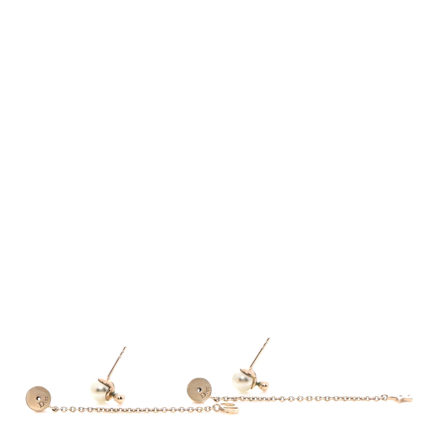 Pearl Crystal Star CD Drop Earrings Gold