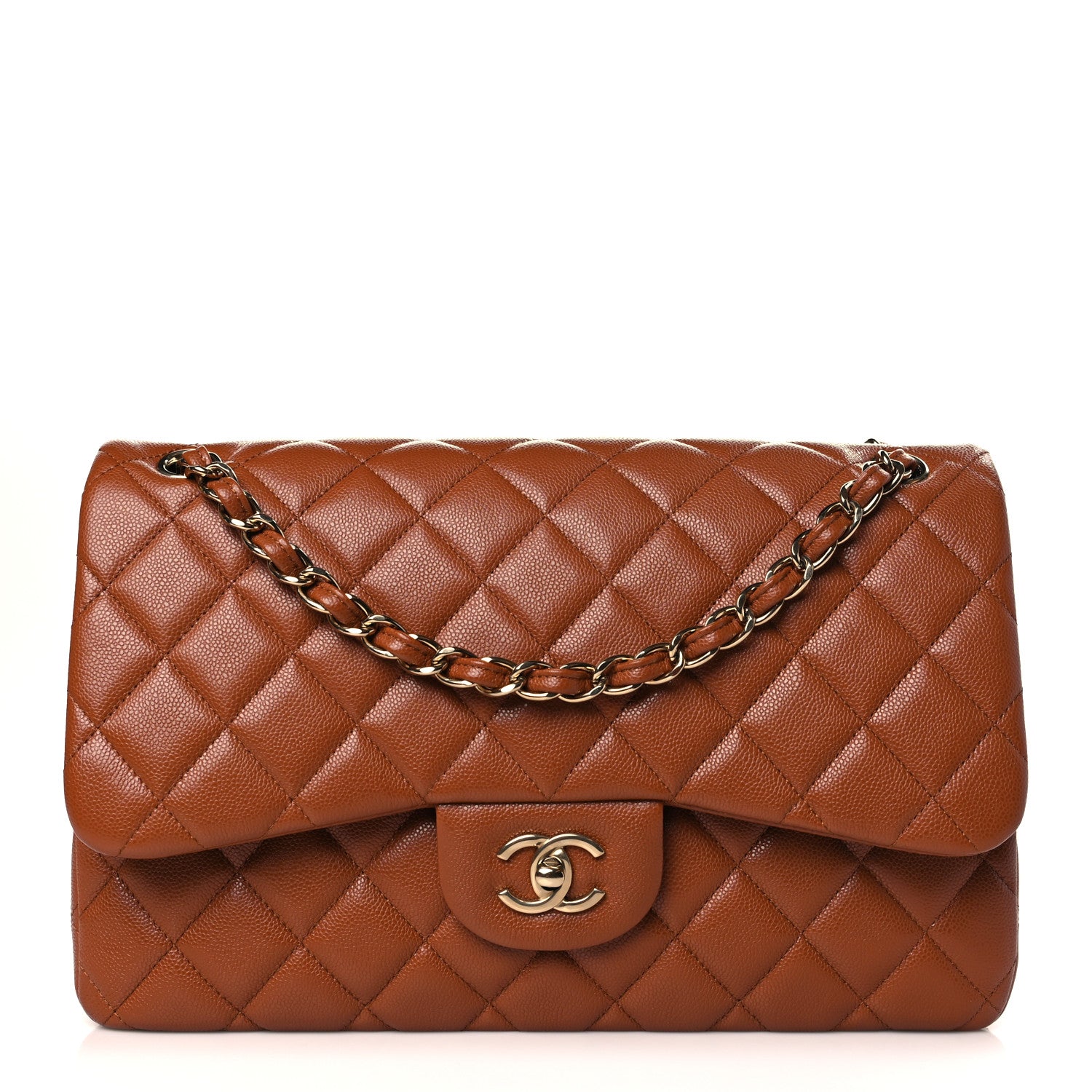 Chanel Caviar Quilted Jumbo Double Flap Light Brown 1 of 9