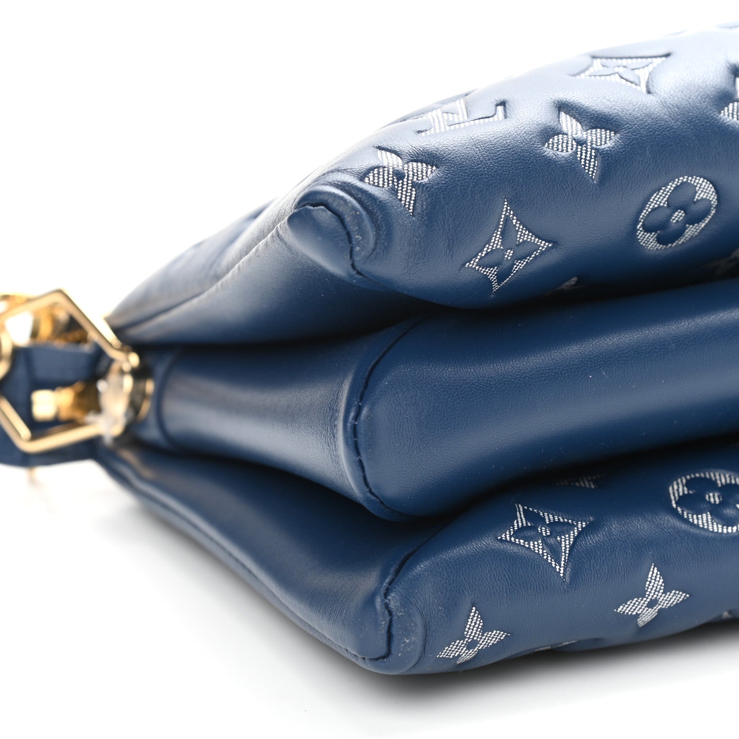 Louis Vuitton Lambskin Embossed Monogram Coussin PM Denim Blue 10 of 11