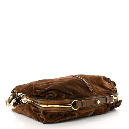 Jimmy Choo Suede Snakeskin Shoulder Bag Dark Tan 3 of 8