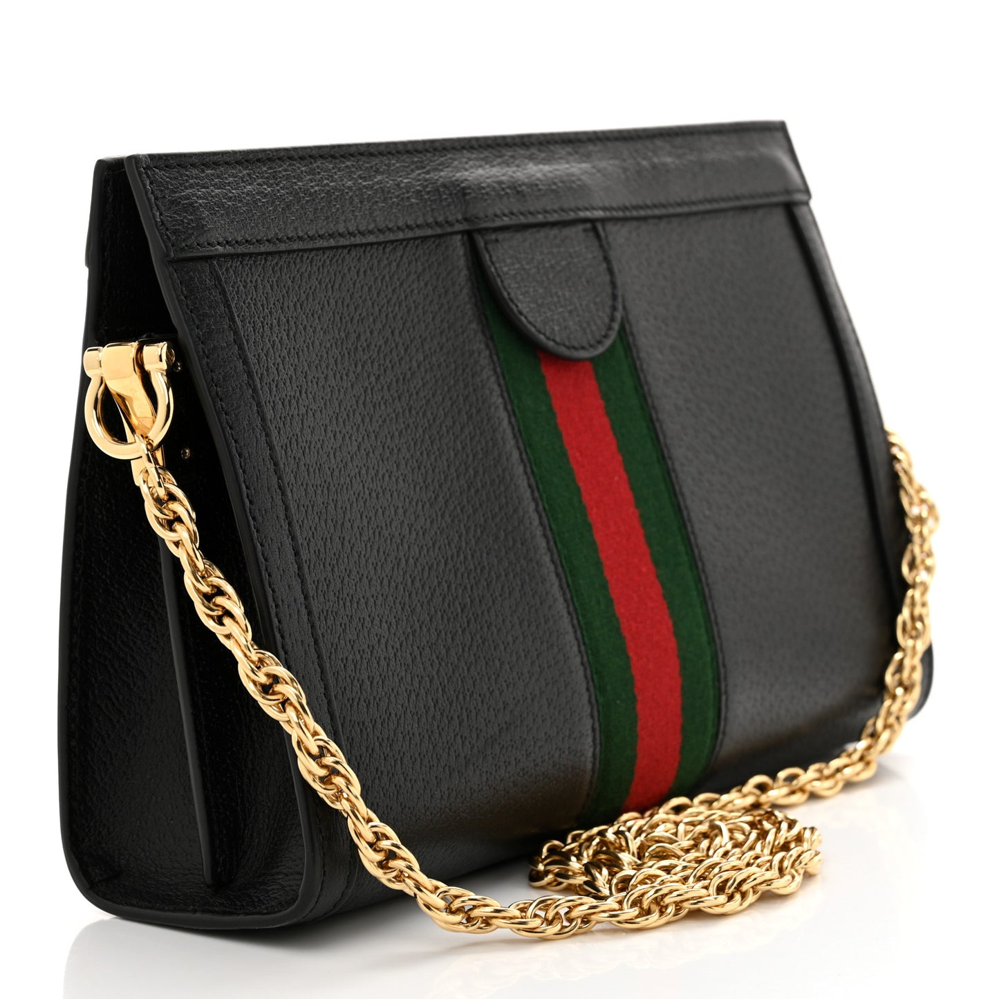 Calfskin GG Web Small Ophidia Chain Shoulder Bag Black