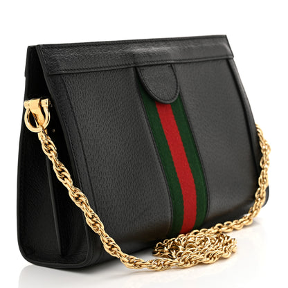 Gucci Calfskin GG Web Small Ophidia Chain Shoulder Bag Black 3 of 11