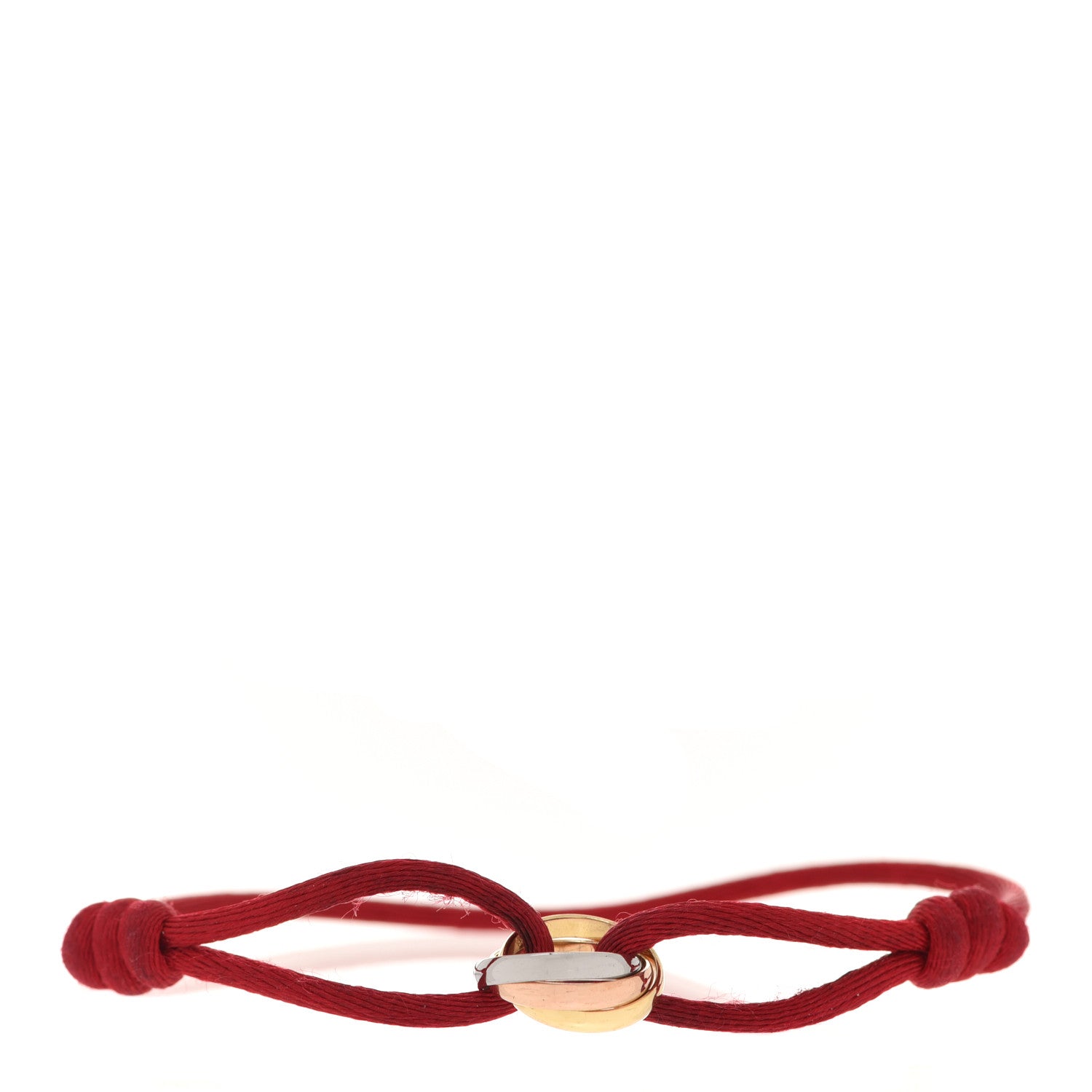 Cartier 18K Pink Yellow White Gold Trinity Cord Bracelet Red 1 of 6
