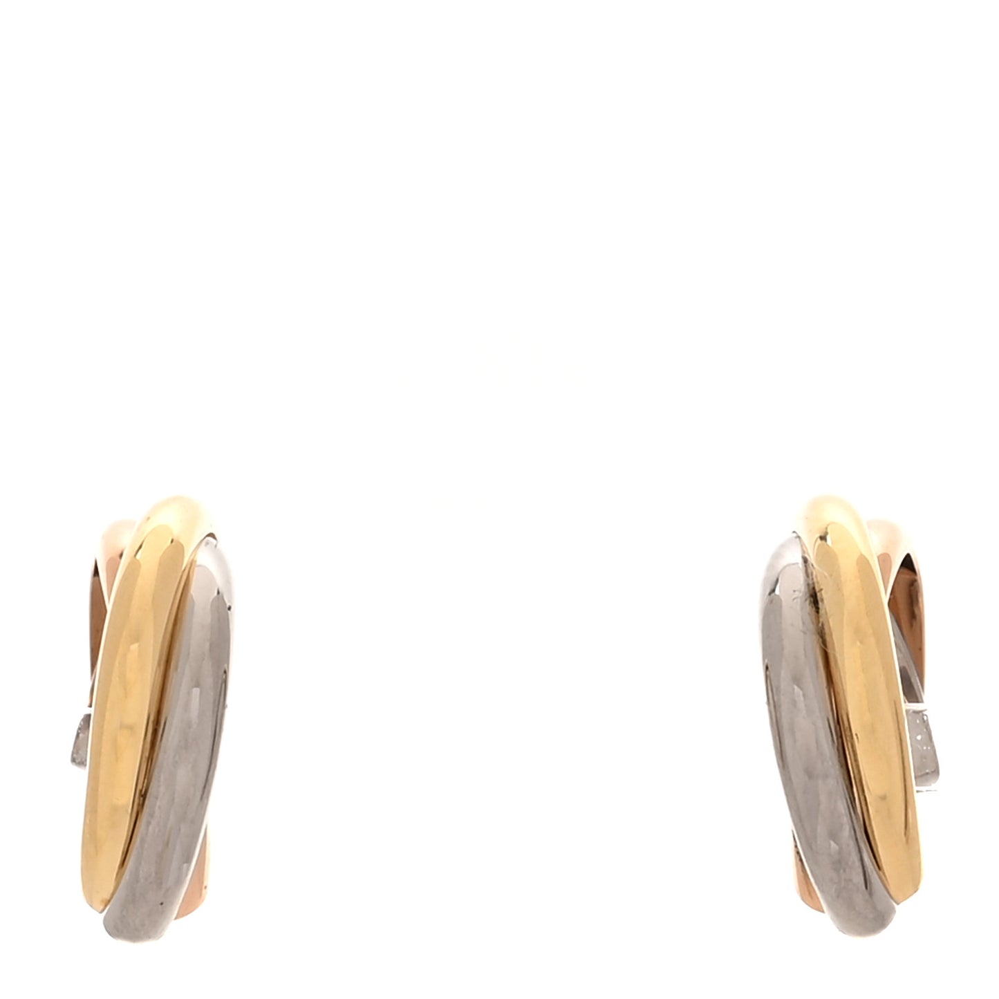 18K Pink Yellow White Gold Small Trinity Hoop Earrings