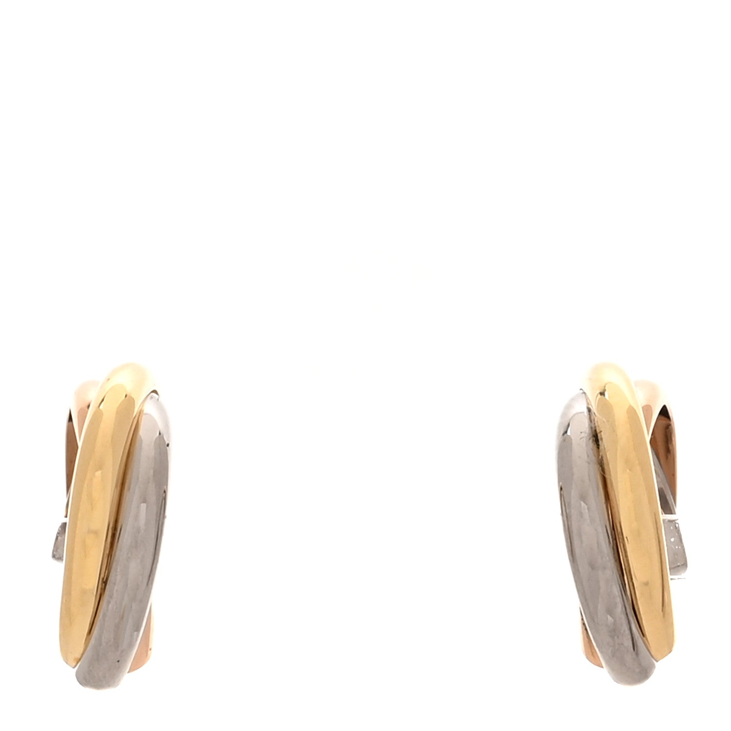 Cartier 18K Pink Yellow White Gold Small Trinity Hoop Earrings 1 of 5