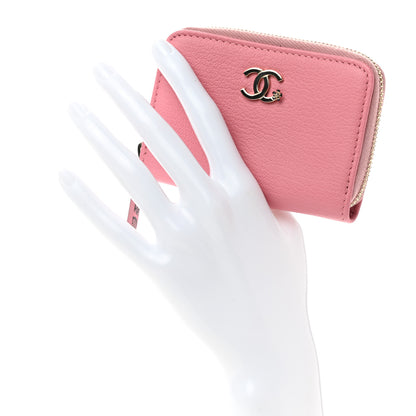 Chanel Goatskin Camellia Zip Coin Purse Pink 2 of 7