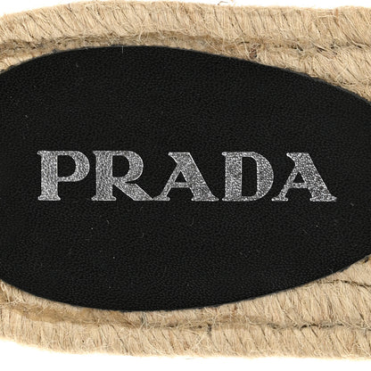 Prada Canvas Gabardine Triangle Logo Espadrilles Sandals 37 Black 7 of 10