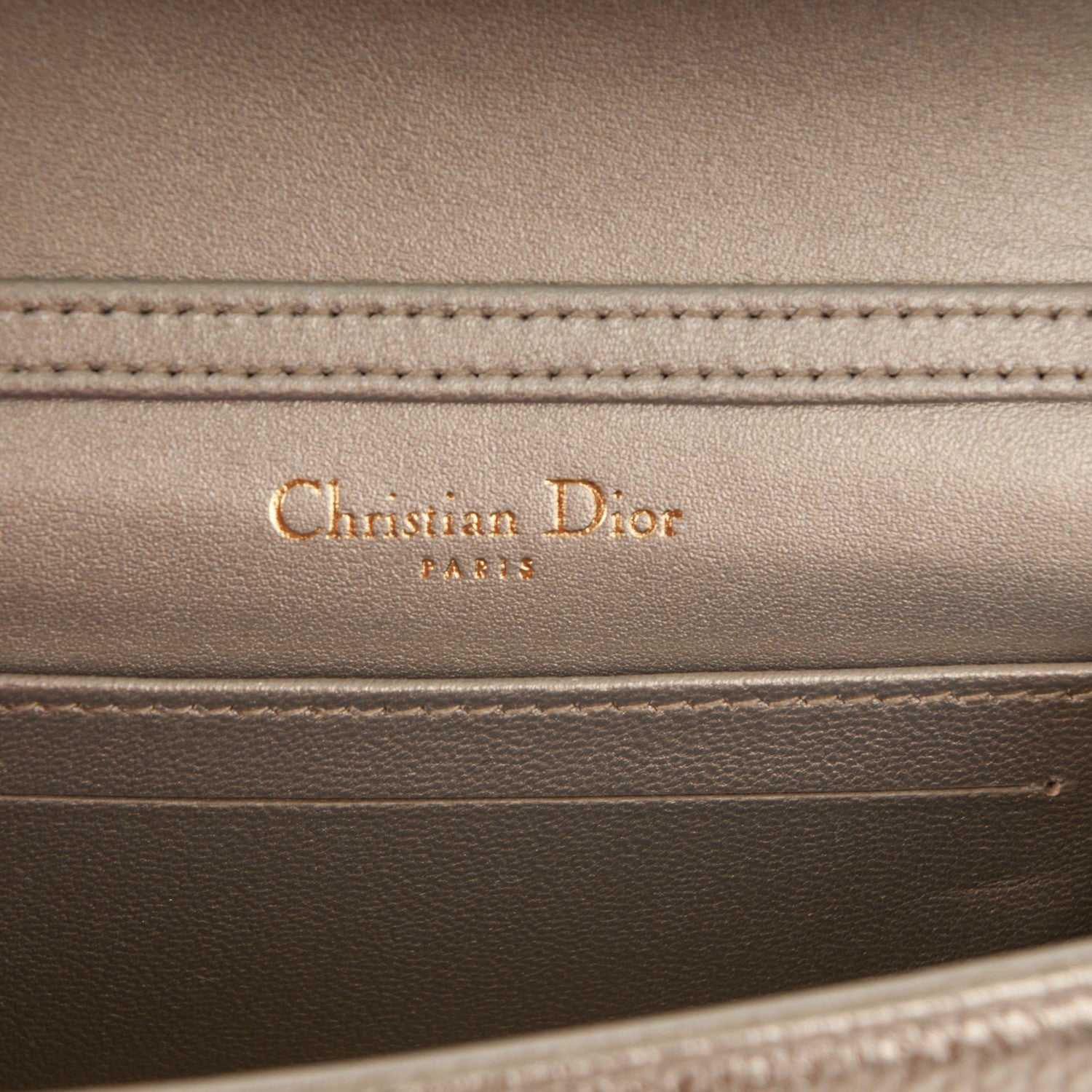 Christian Dior Metallic Grained Calfskin Baby Diorama Flap Bag Champagne 6 of 7