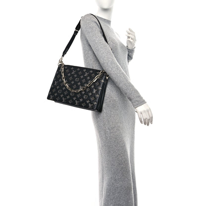 Louis Vuitton Lambskin Embossed Monogram Coussin MM Black Gray 2 of 10
