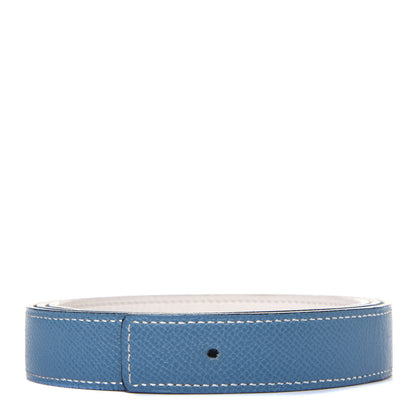 Hermes Swift Epsom 24mm H Belt Strap 95 White Blue Jean 1 of 6