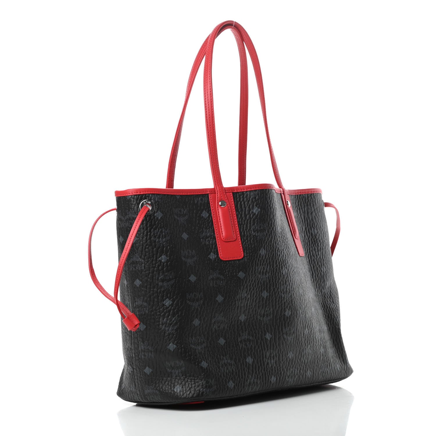 MCM Visetos Medium Liz Reversible Shopper Tote Black Red 4 of 14