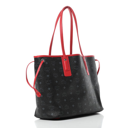 MCM Visetos Medium Liz Reversible Shopper Tote Black Red 4 of 14